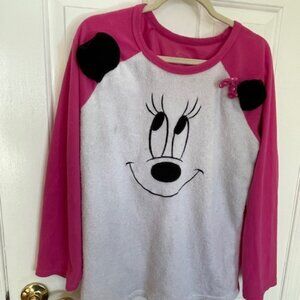 Disney Pink & White Cartoon Character Long sleeve Sleepwear Top size XL (16-18)